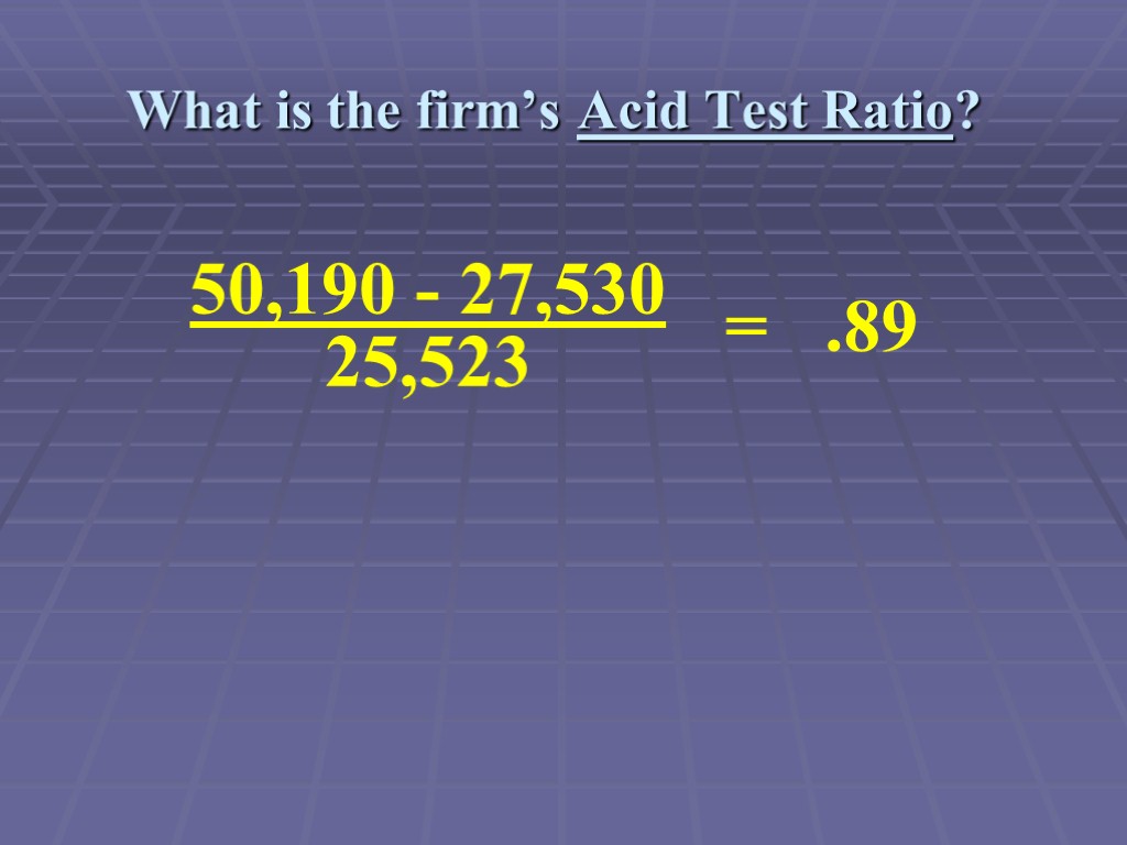 What is the firm’s Acid Test Ratio?